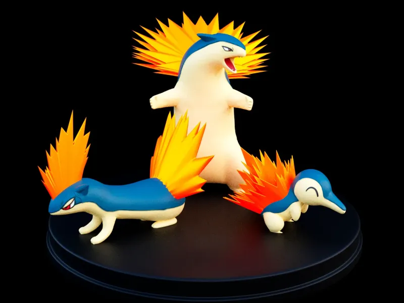 CYNDAQUIL QUILAVA TYPHLOSION - POKEMON 3D PRINTING MODEL STL