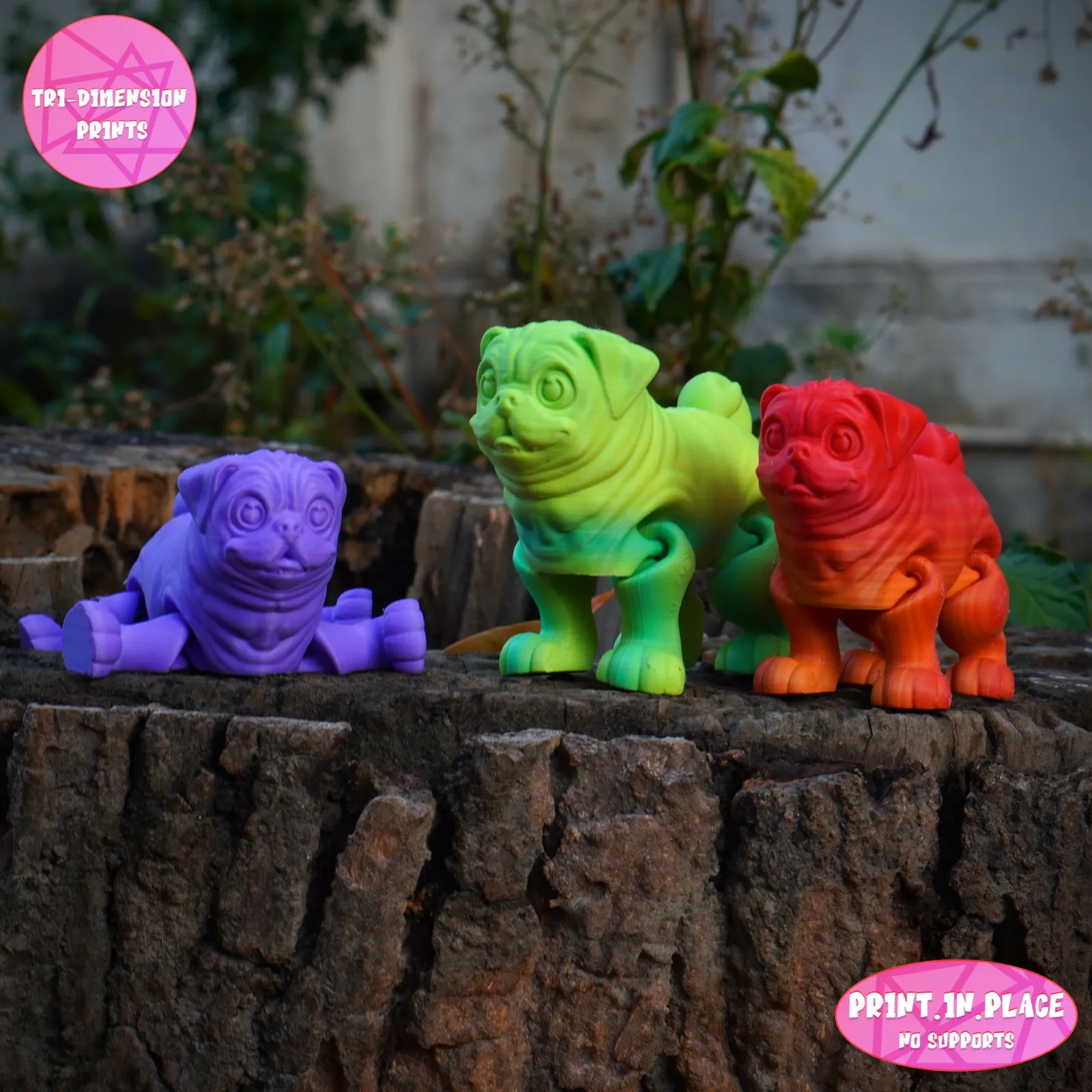 PRINT IN PLACE CUTE FLEXI PUG DOG