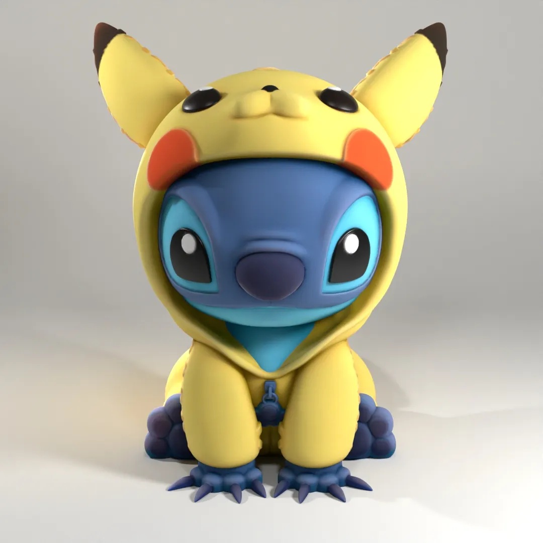 stitch with pikachu pajamas