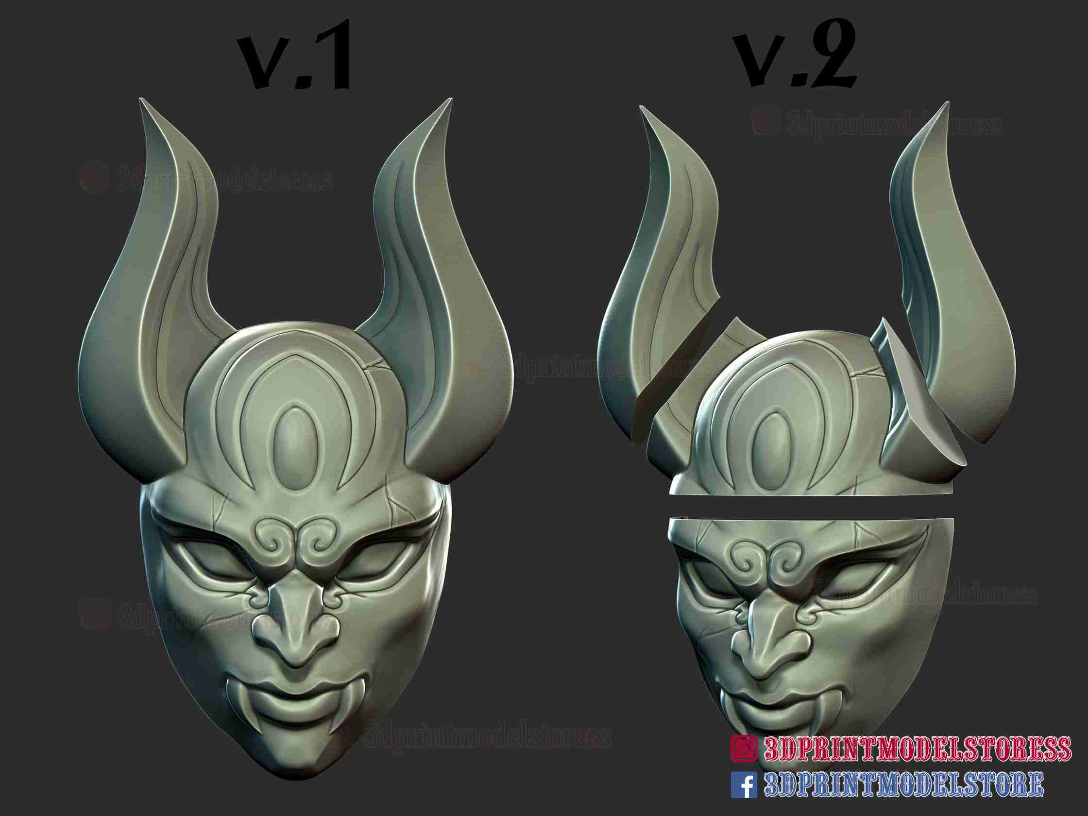 Neon White Mask STL 3D Model (Instant Download) 