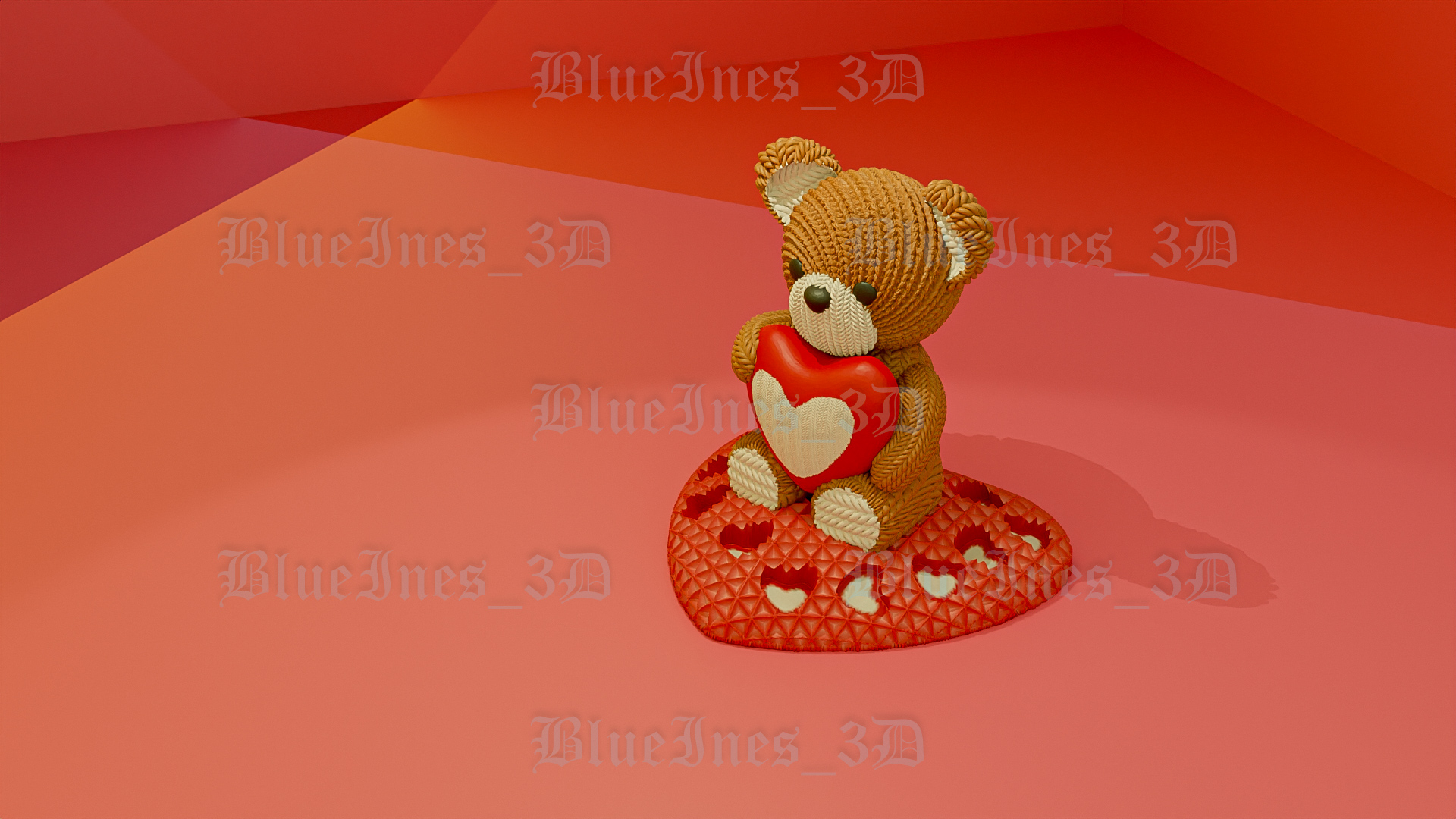 CROCHET TEDDY BEAR WITH HEART | 3D models download | Creality Cloud