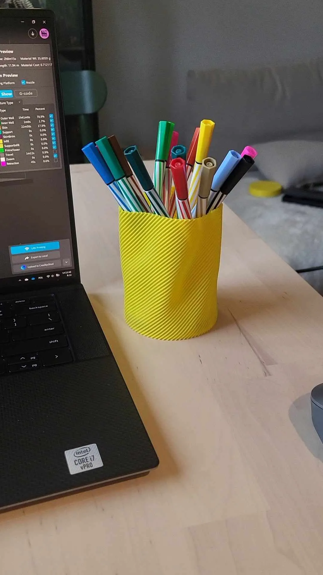 Post printing shaped pen holder