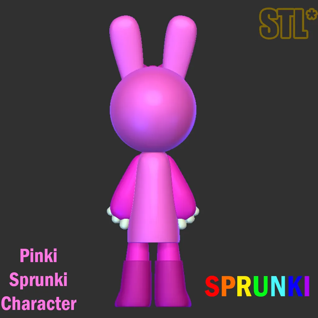Pinki STL file Sprunki Incredibox STL 3D Character Fanart