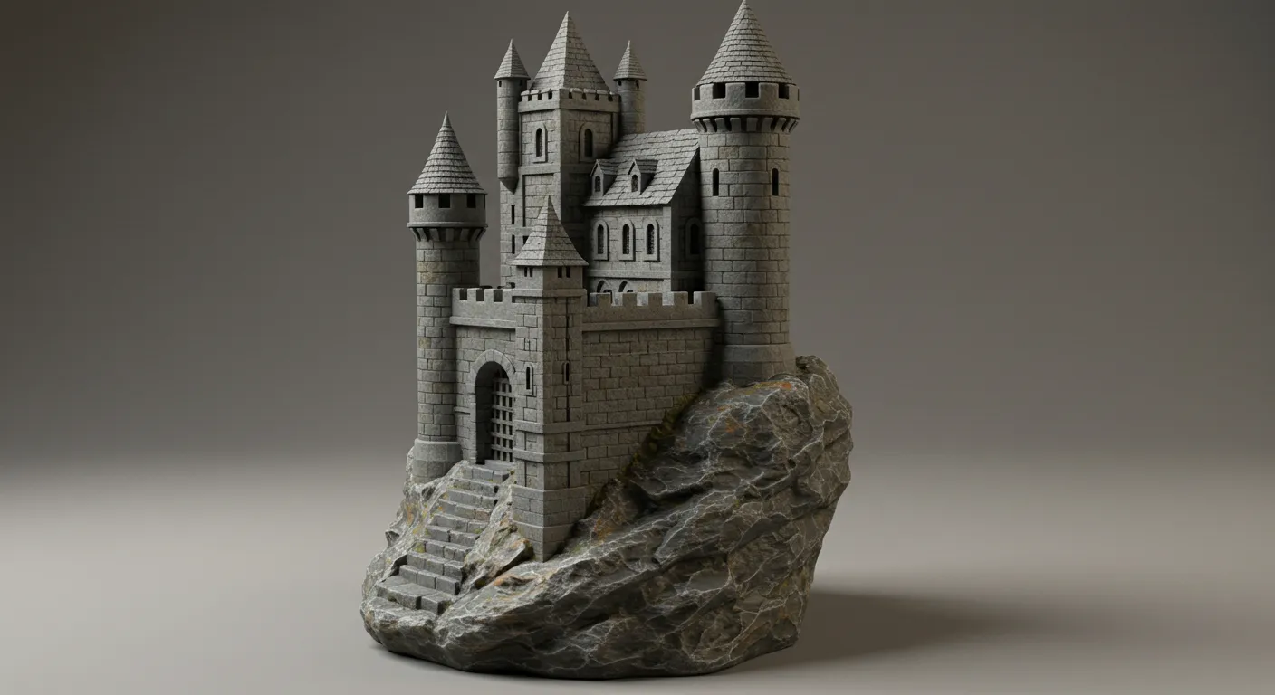 Aquatic Citadel: The Medieval Castle Rock Aquarium Decor