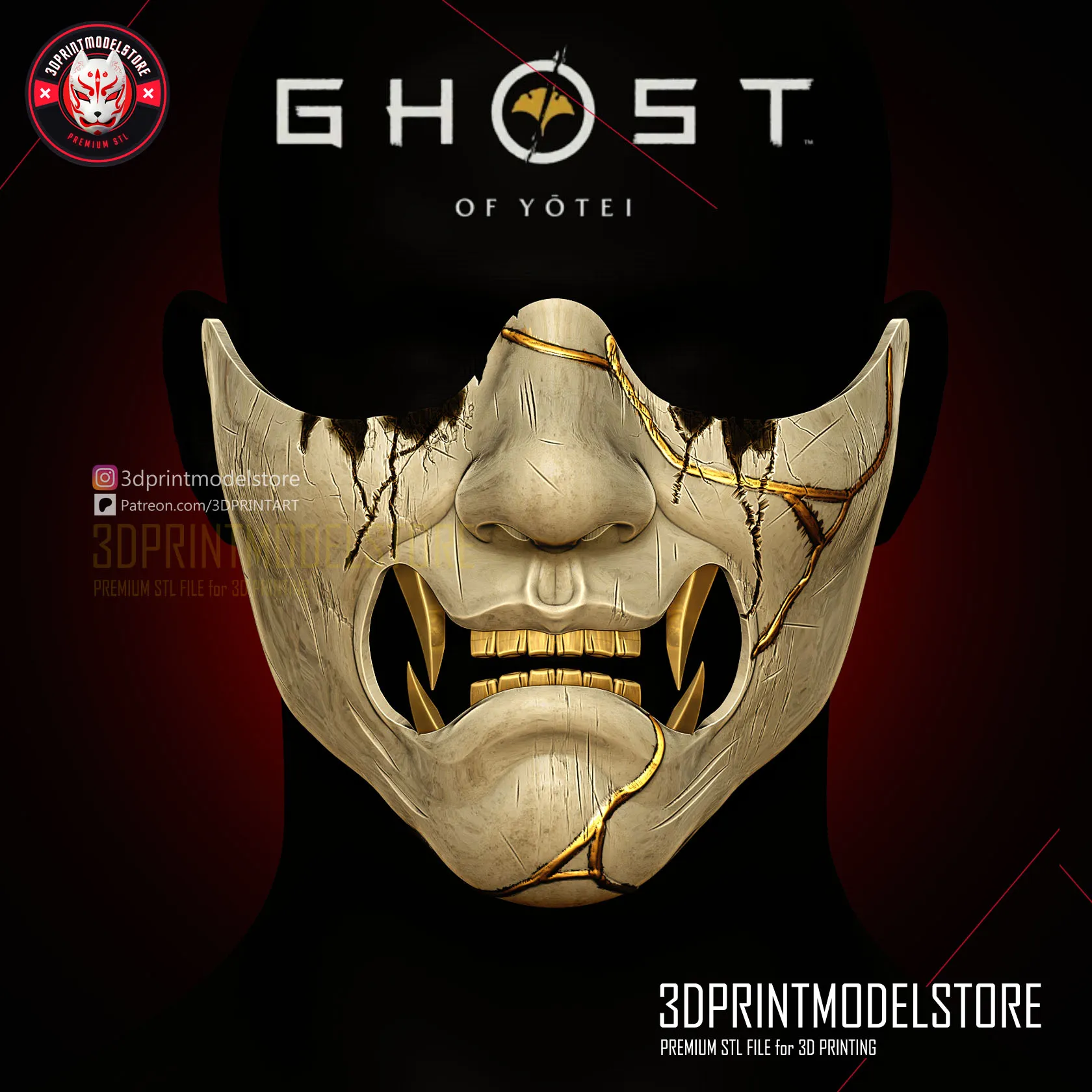 Ghost of Yotei Atsu Mask - Man Version - Oni Samurai Cosplay