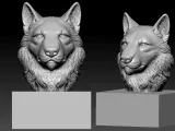 Gray wolf bust - Woft head model - 3D print-2