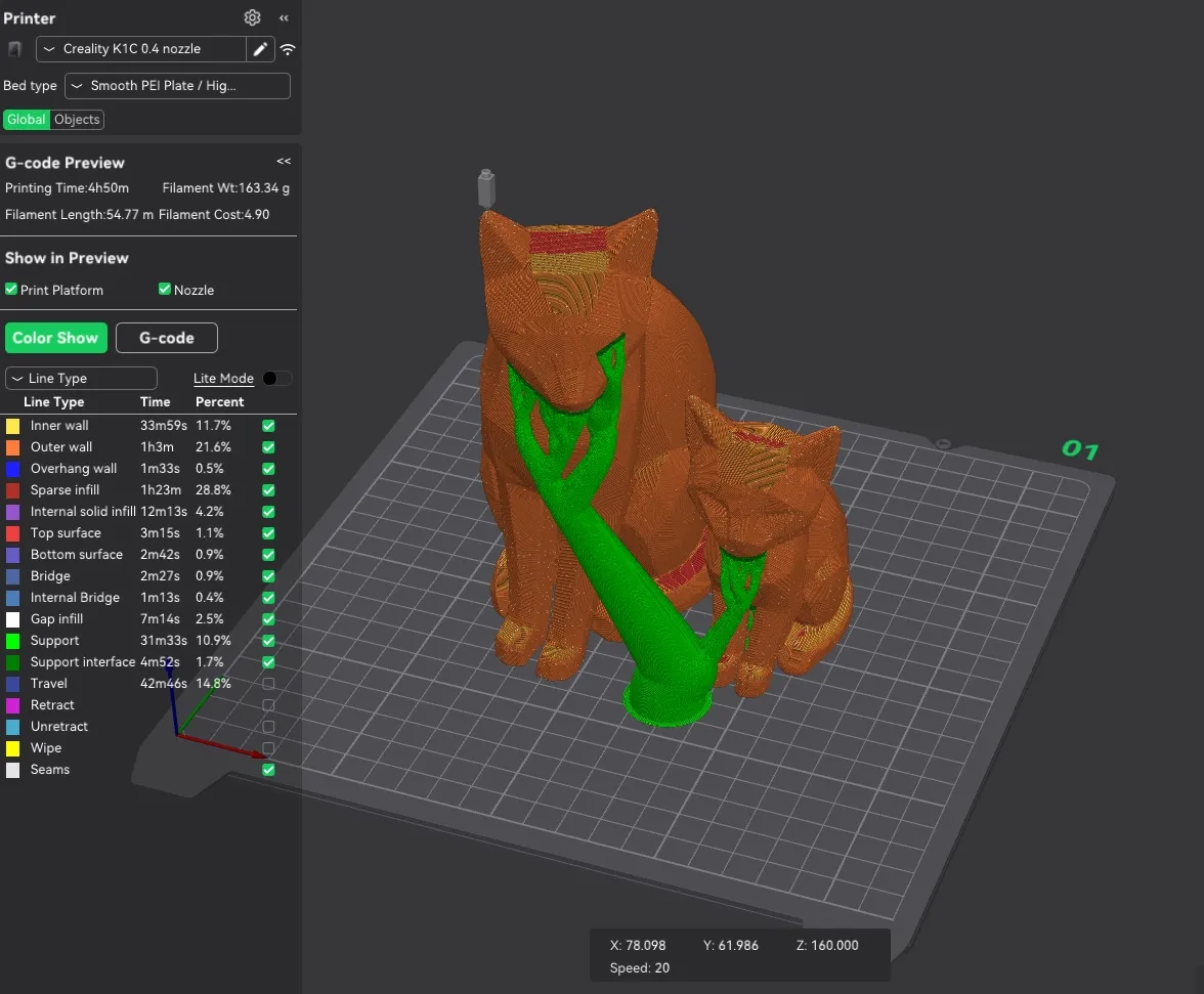 Cat and kitten - low-poly figurines
