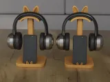 Cute Bunny Fox Headphone and Phone Stand 3D Model STL-1