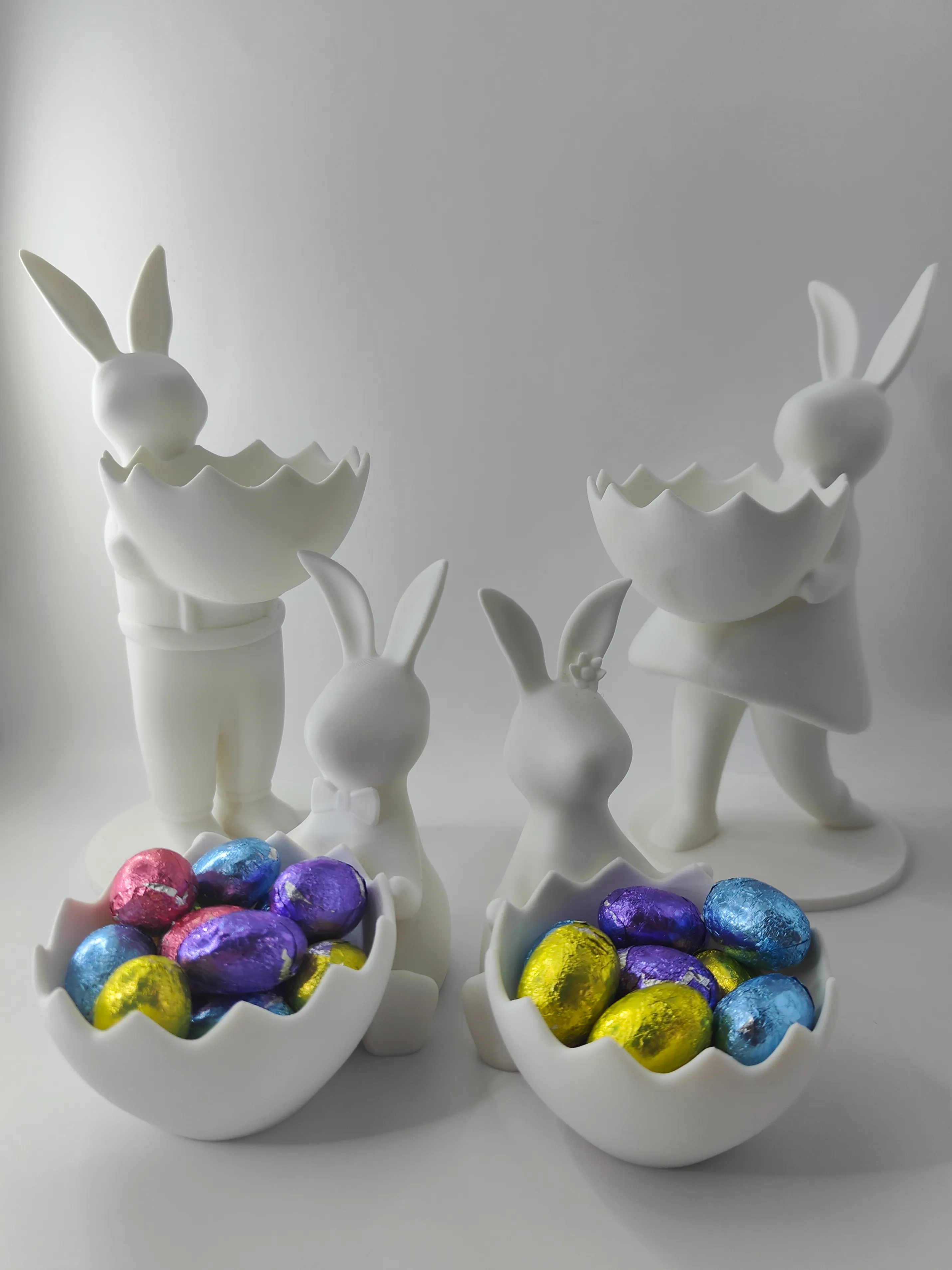 Minimalistic Easter Bunny Lady with Egg basket