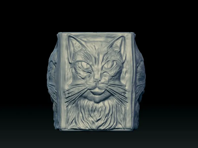 四面猫形花瓶 可打印 - 3D打印
