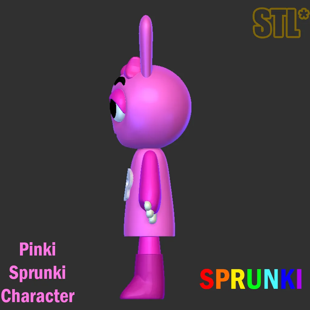 Pinki STL file Sprunki Incredibox STL 3D Character Fanart