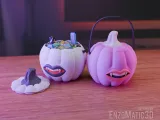 Sexy vampire girl pumpkin Candy bucket Halloween STL-1