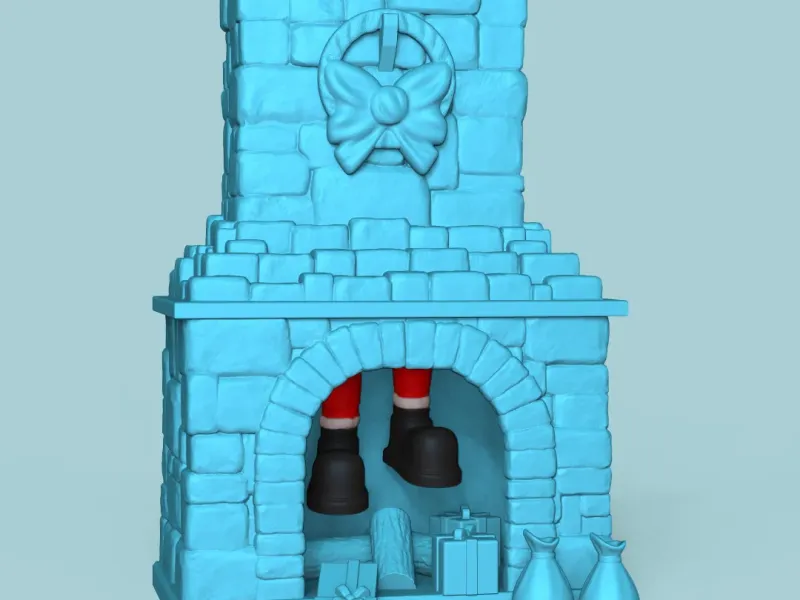 Cute Stuck Santa Claus Fireplace - Christmas Decor