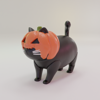 Halloween Print & Paint - Pumpkin Cat 3d model