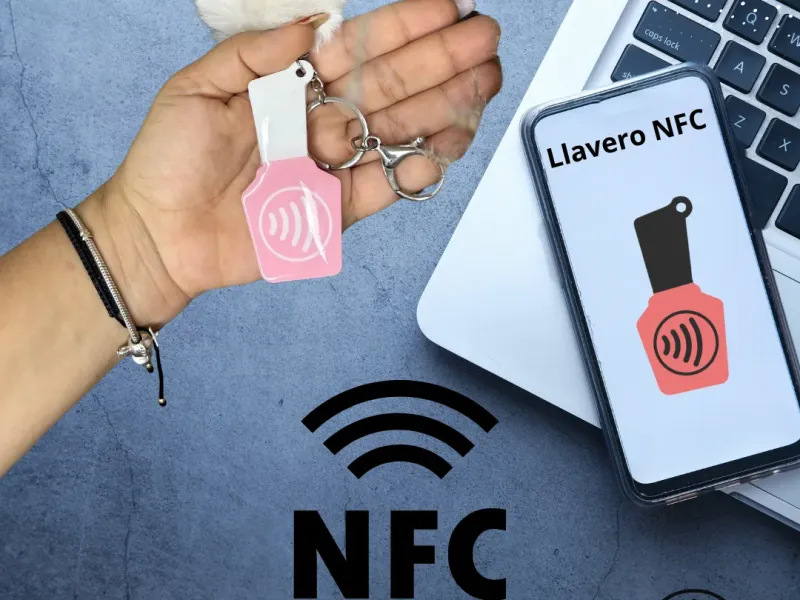 NFC keychain in the shape of nail polish