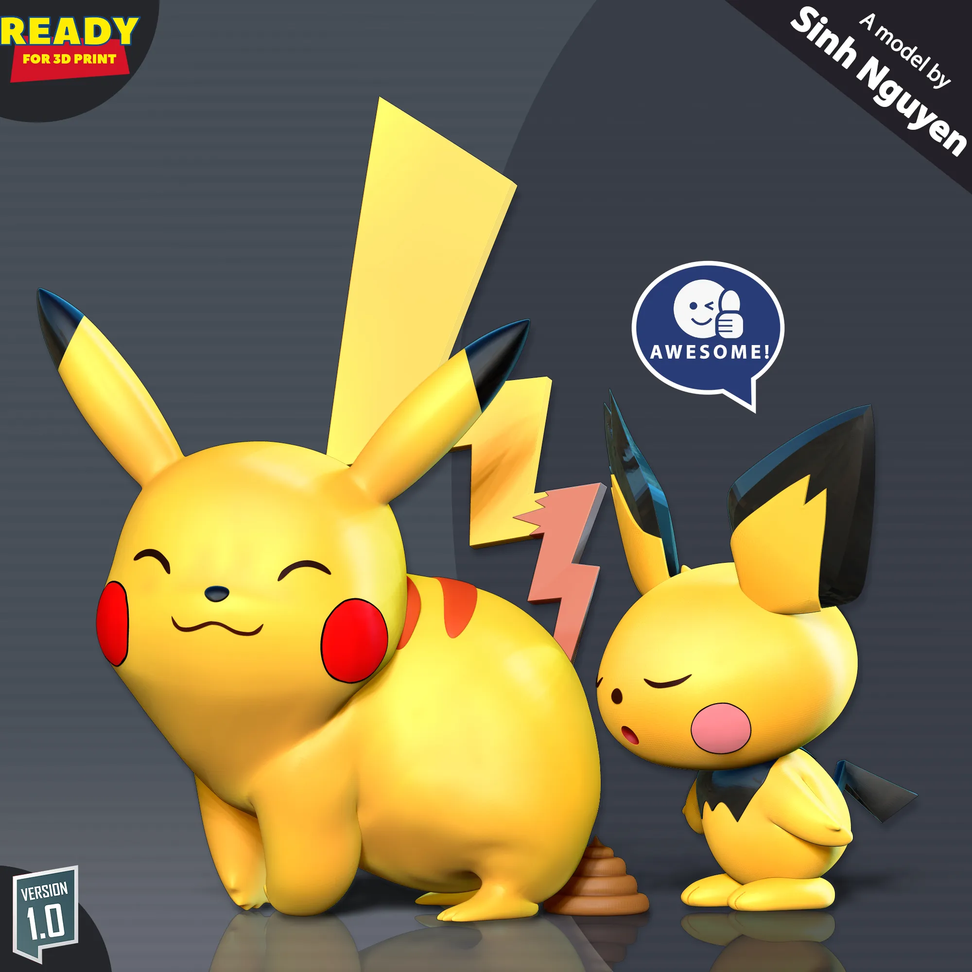 STL file POKEMON - EEVEE x PIKACHU 🐉・3D printing idea to