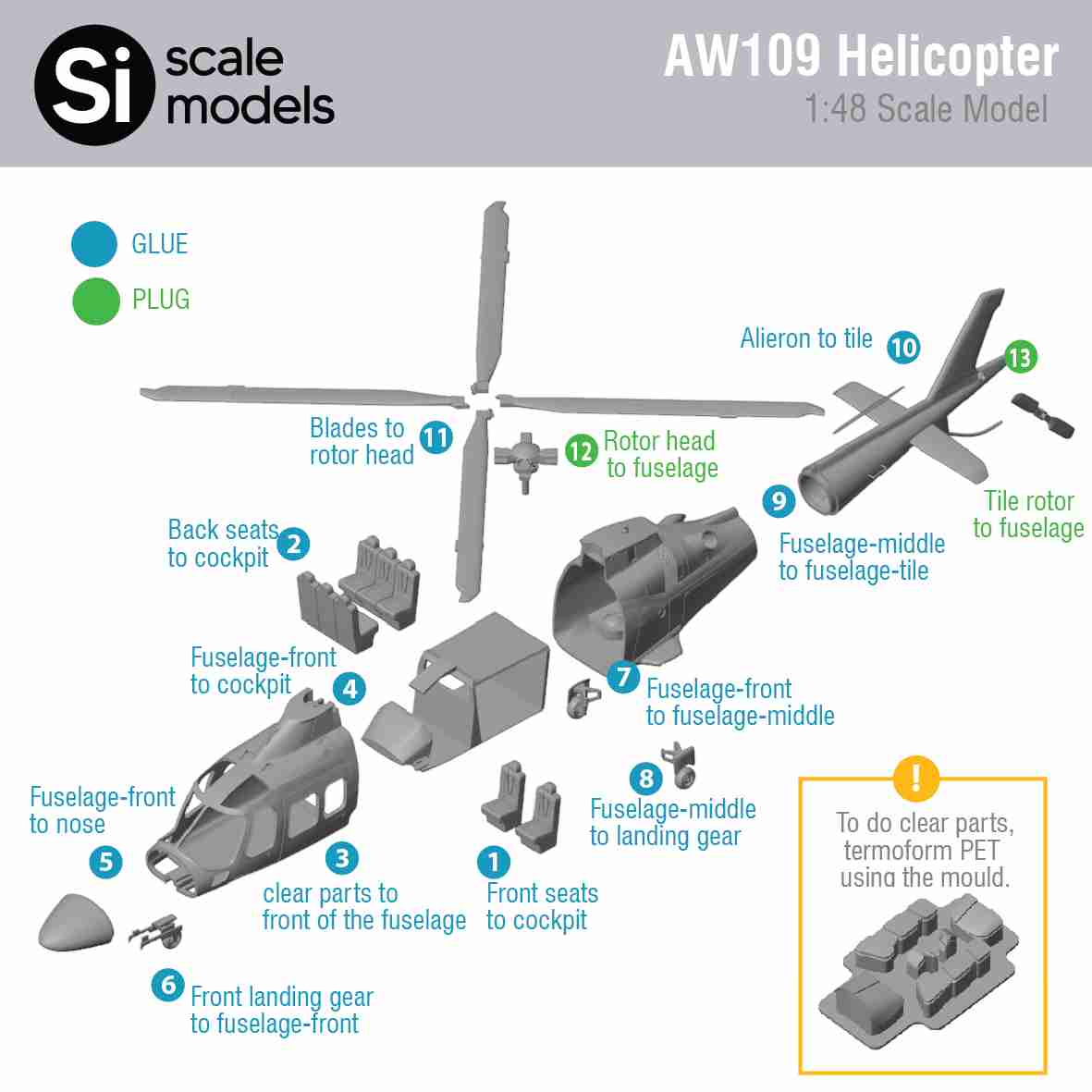 AW109 HELICOPTER SCALE MODEL 1 48 ASSEMBLY KIT | 3D models download ...