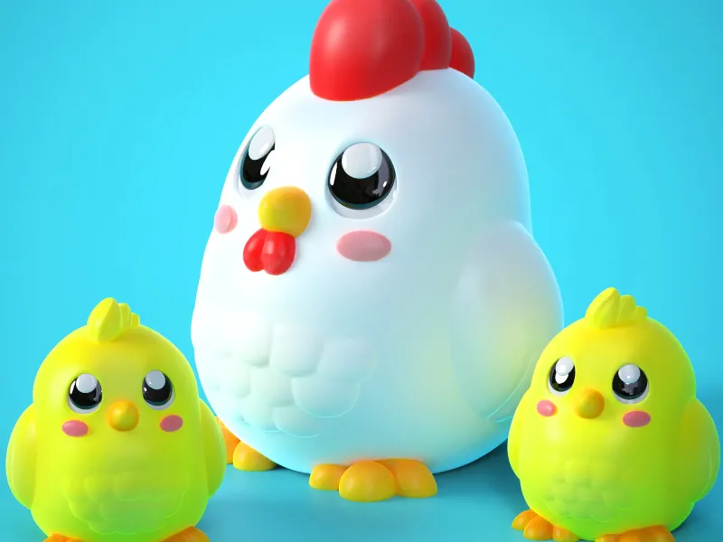 CUTE TINY HEN AND CHICK ( NO SUPPORTS)