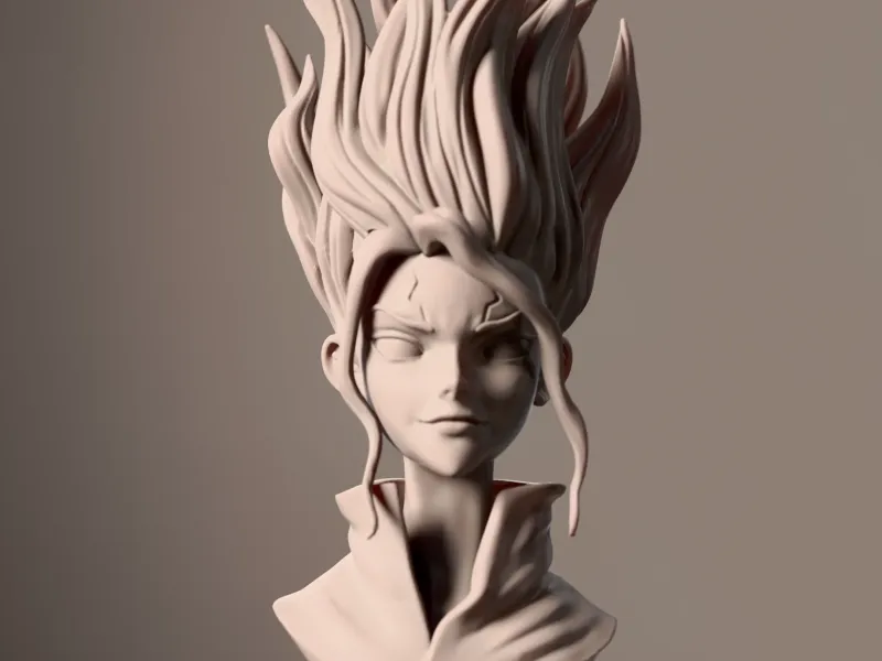 🧪 Senku Bust – Dr. Stone Fan Art 🚀