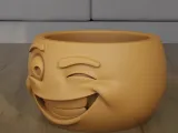 Funny Winking Emoji Planter Pot STL 3D Print Model-2