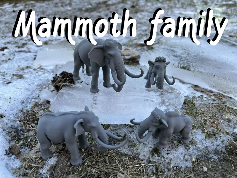 Famille de mammouths de l'Âge de glace