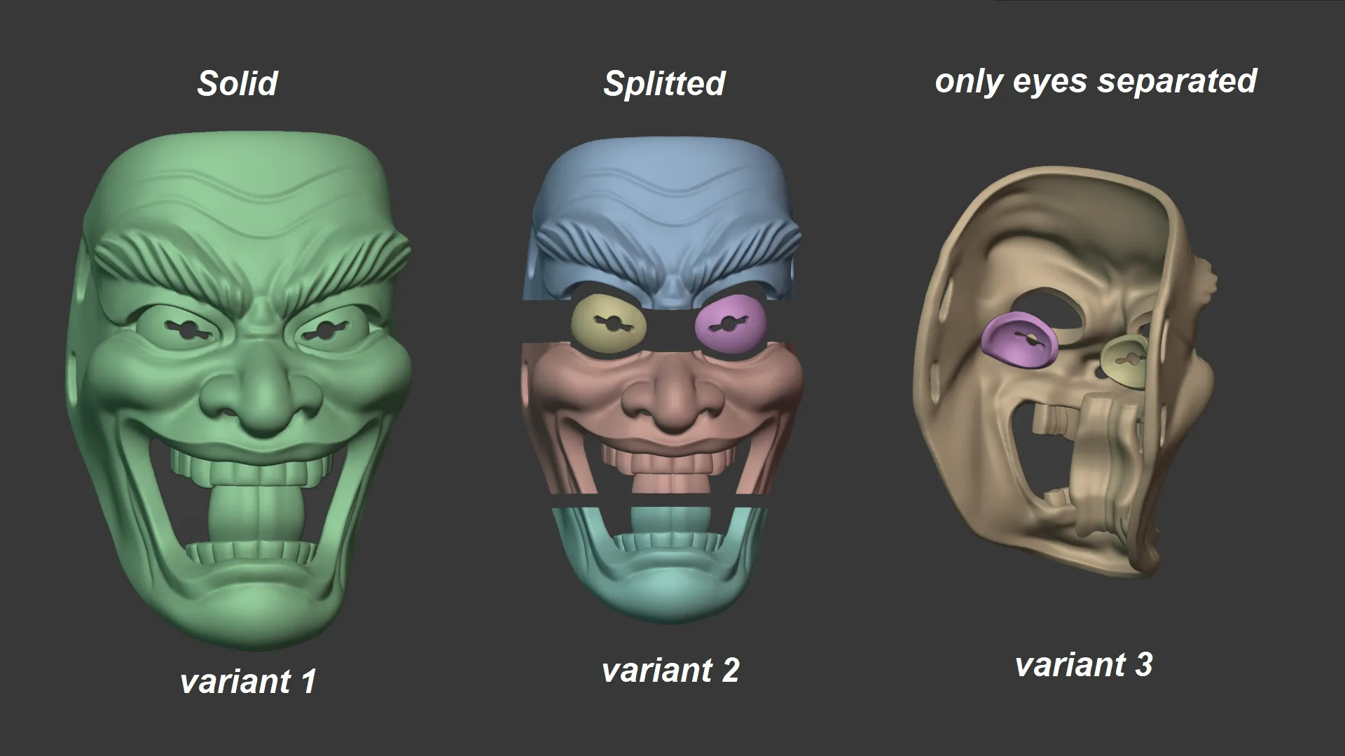 Clown Joker Oni Mask 3D print model