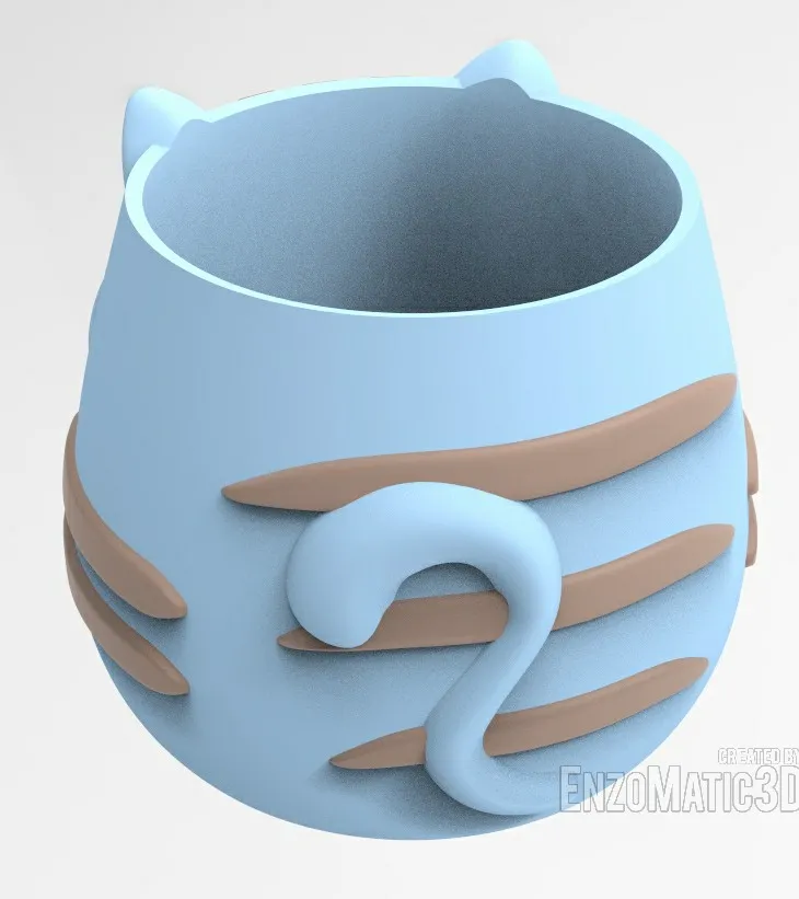 cute baby cat flower pot planter pencil holder STL