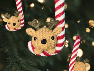 Deer and Candy Crochet - Knitted - Christmas Tree Decor