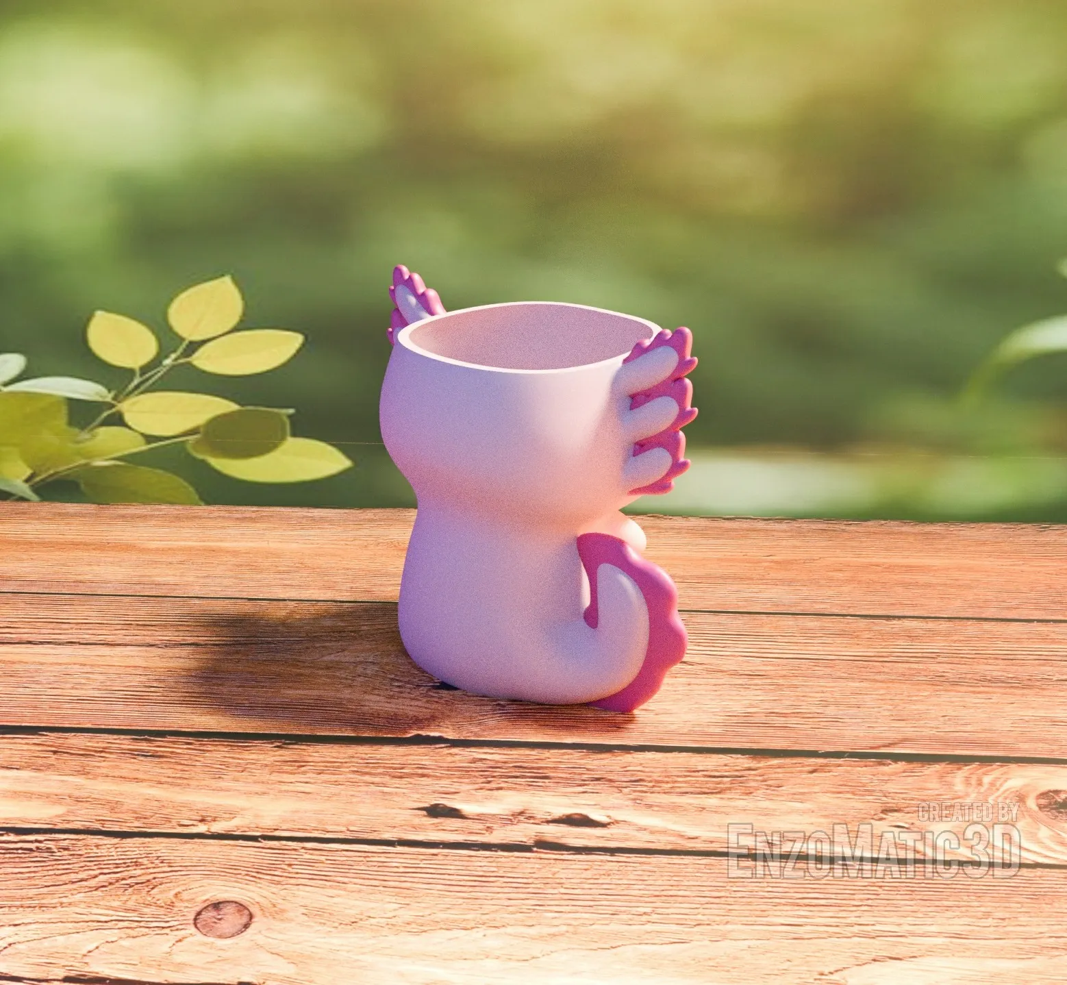 flower pot Axolotl planter pencil holder STL 3MF