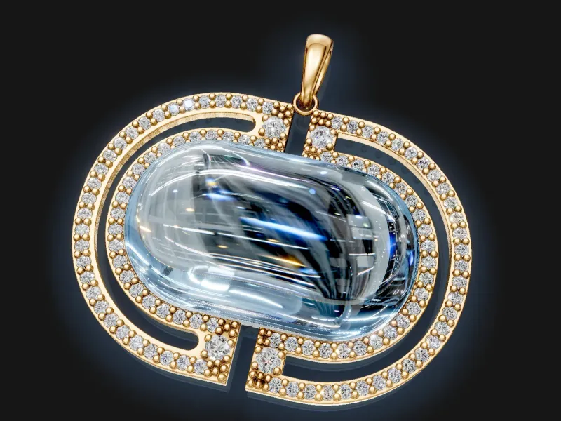 Art Deco Cabochon Diamond Pendant