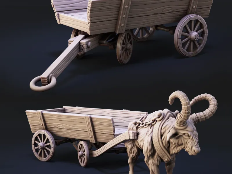 Bestia de carga y remolque | Great Horned Oxen Pulling Trai
