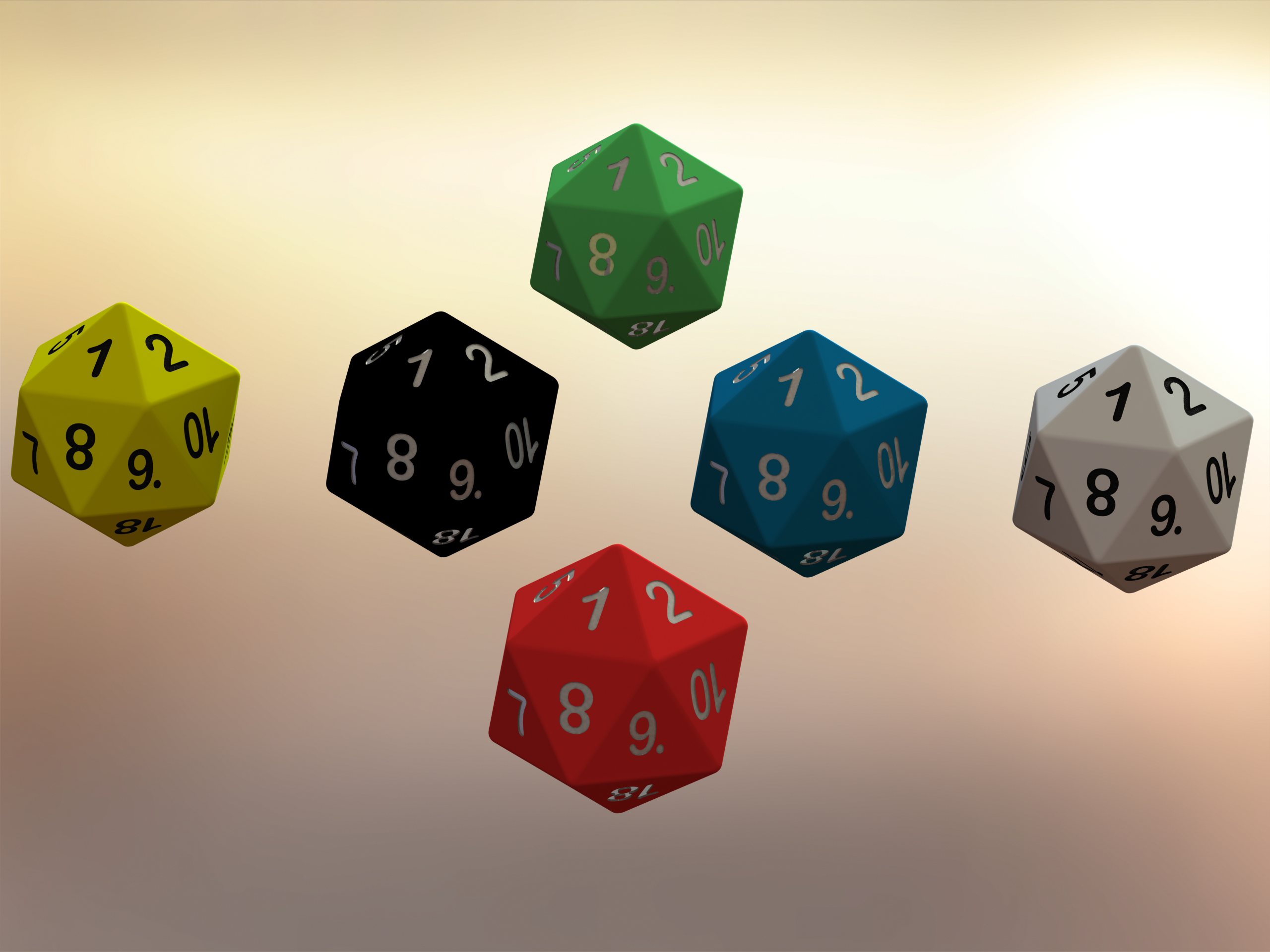 20 Sided Game Dice 6 Colors | 3D модели скачать | Creality Cloud