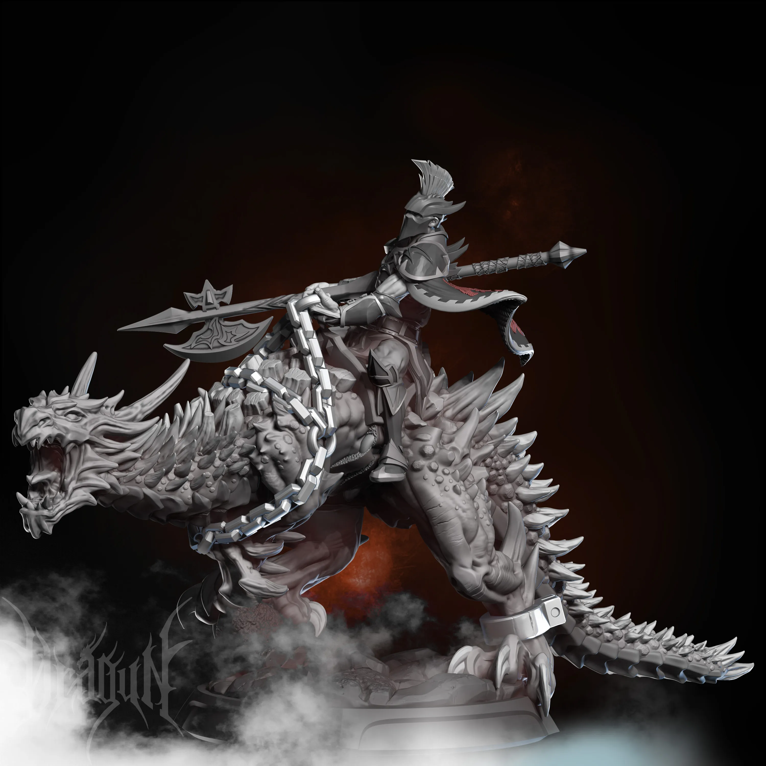 Characters & Creatures STL Download - Rider Mounted Bossby Dragun Studios