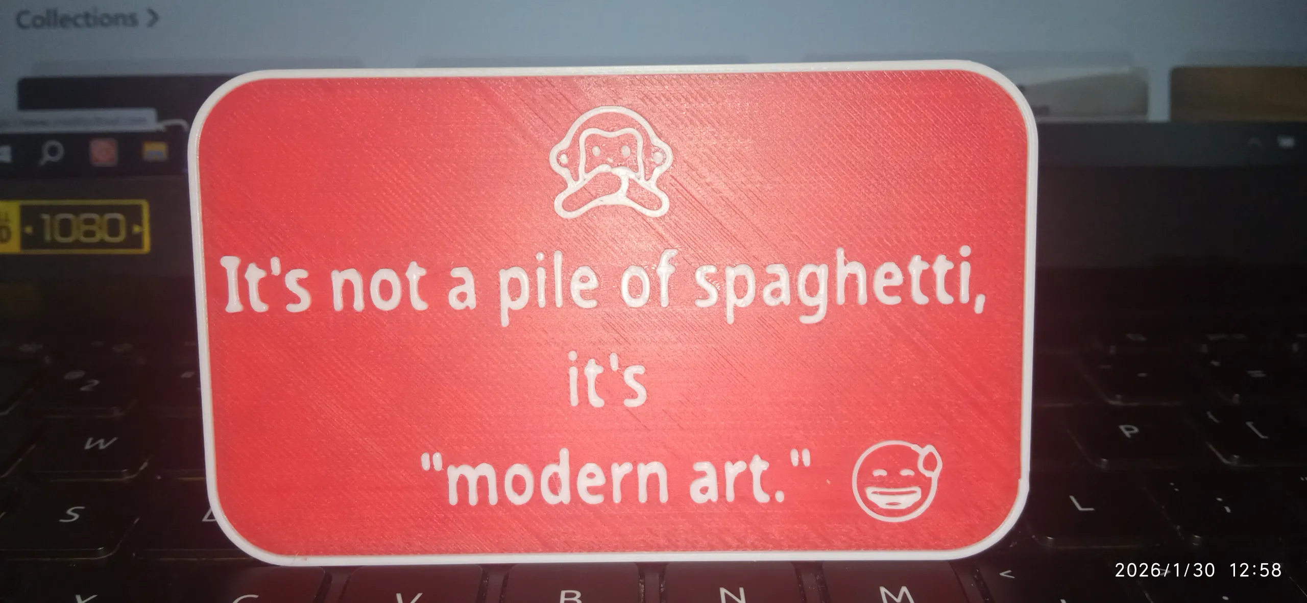 It's not a pile of spaghetti, it's modern art- Sign