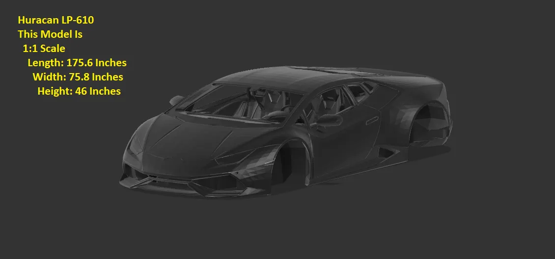 LP-610 Lamborghini Huracan - Life Sized For 3D Printing