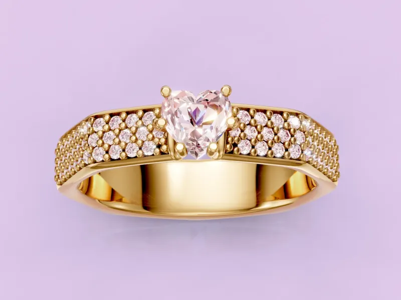 Heart Hexagon Diamond ring