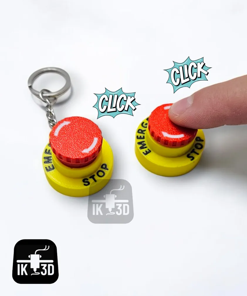 Emergency Stop Clicker Fidget Toy Keychain / Multicolor
