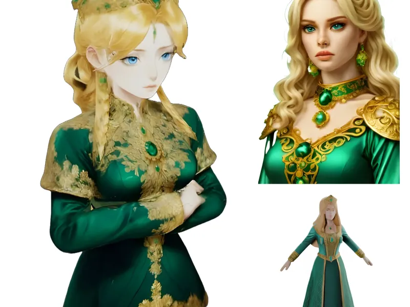Medieval Fantasy Princess Figurine in Emerald