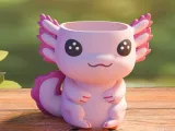 flower pot Axolotl planter pencil holder STL 3MF-1