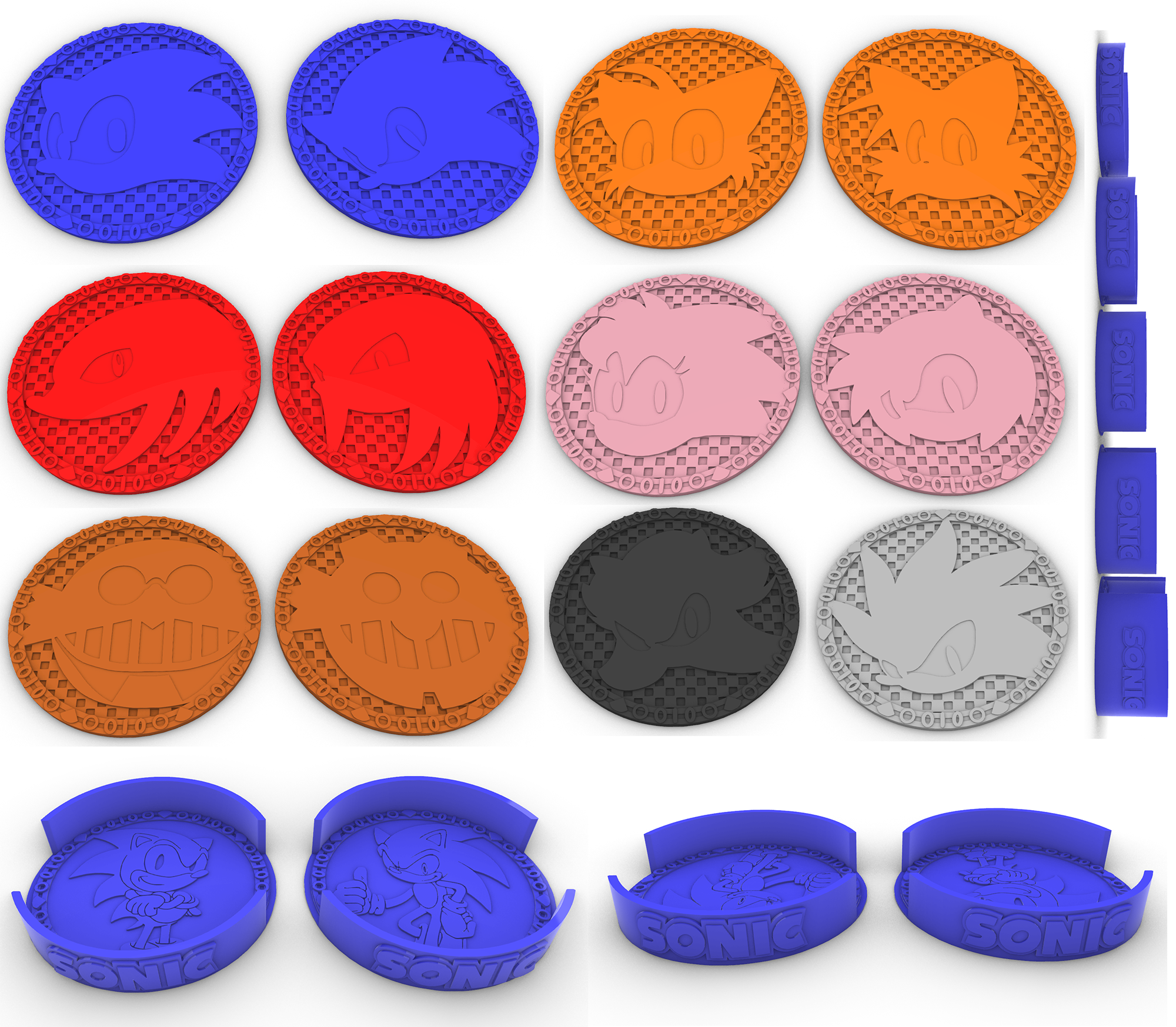 12 SONIC THE HEADGEHOG COASTERS COASTER HOLDERS 3D models