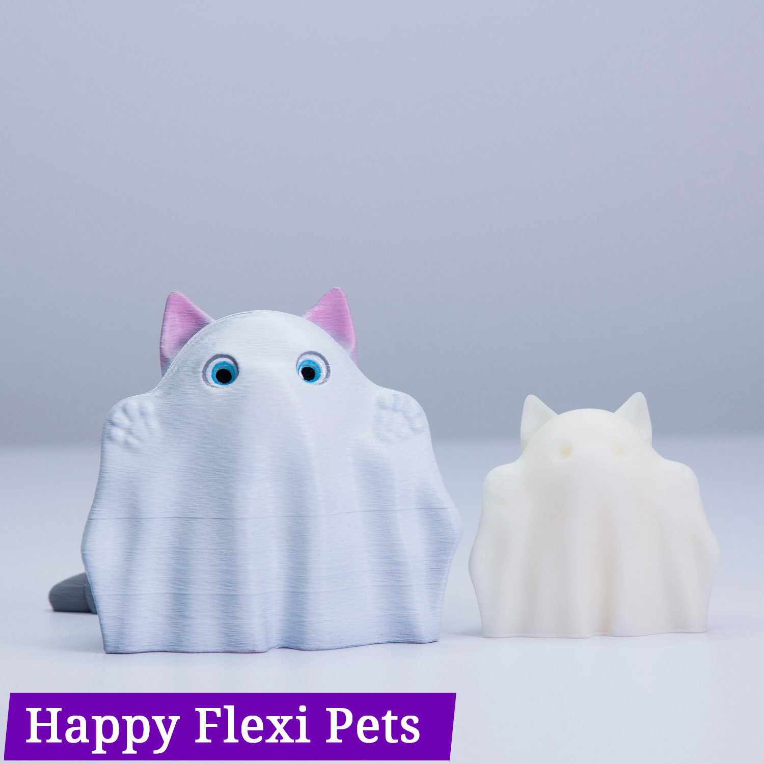 Ghost cat and scared one print in place flexi pet toys 3D models
