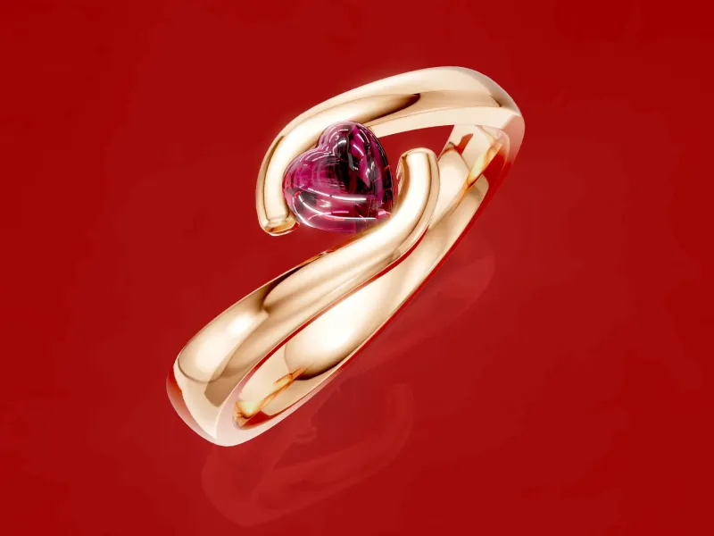 Heart cabochon Bypass Ring