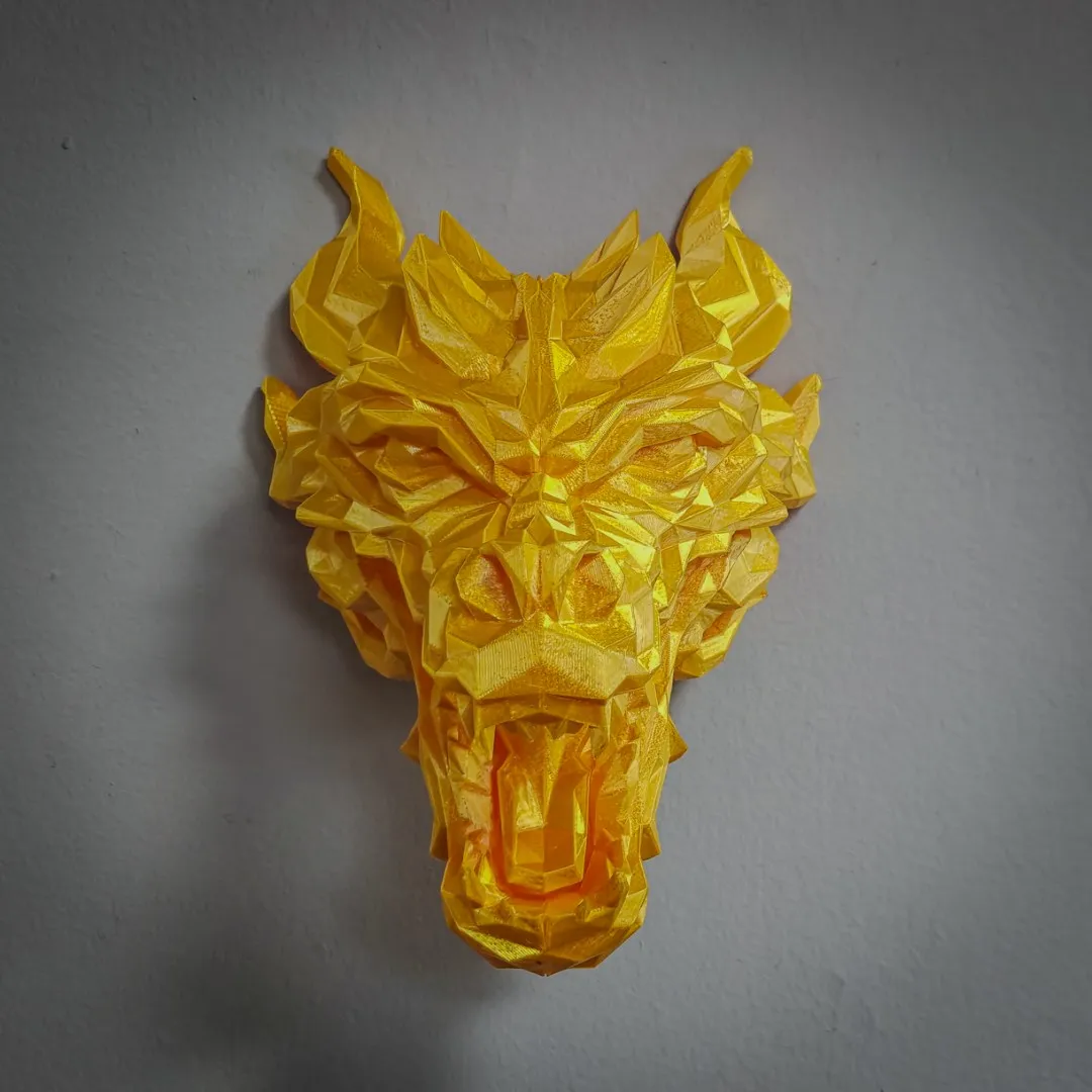 Low Poly Dragon Wall Mounted Bust-1