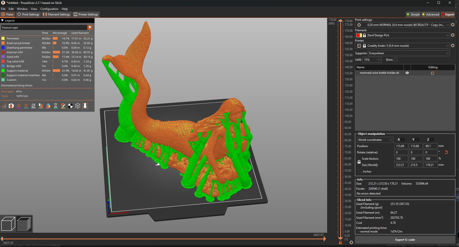 mermaid wine bottle holder 3D models download Creality Cloud