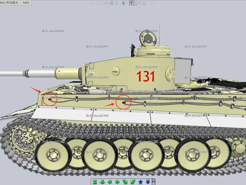 Tiger tank side steel cable hook model-2.(STL-35)