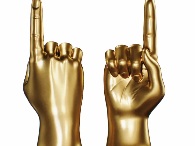 Decorative Gold Hand fan art sculpture
