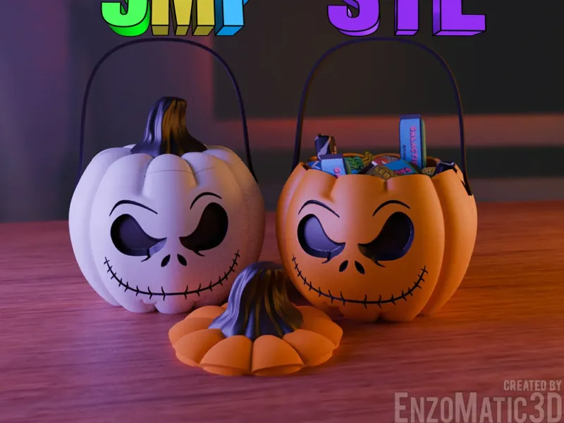 Cubo de dulces de calabaza Jack para truco o trato de Halloween STL 3MF