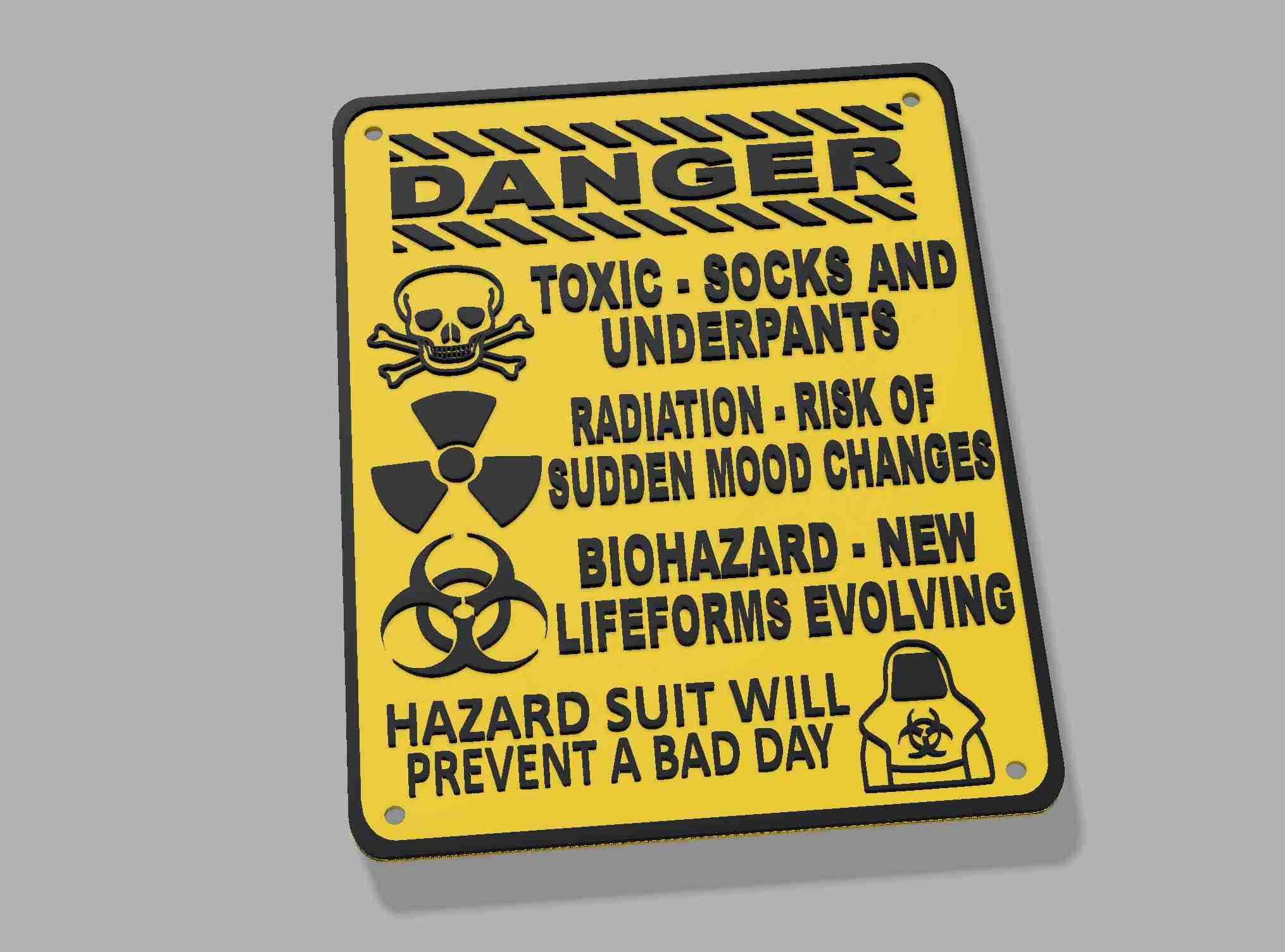 DANGER Toxic Virus Boys Youth Bedroom Fun Warning Door Sign | 3D models ...