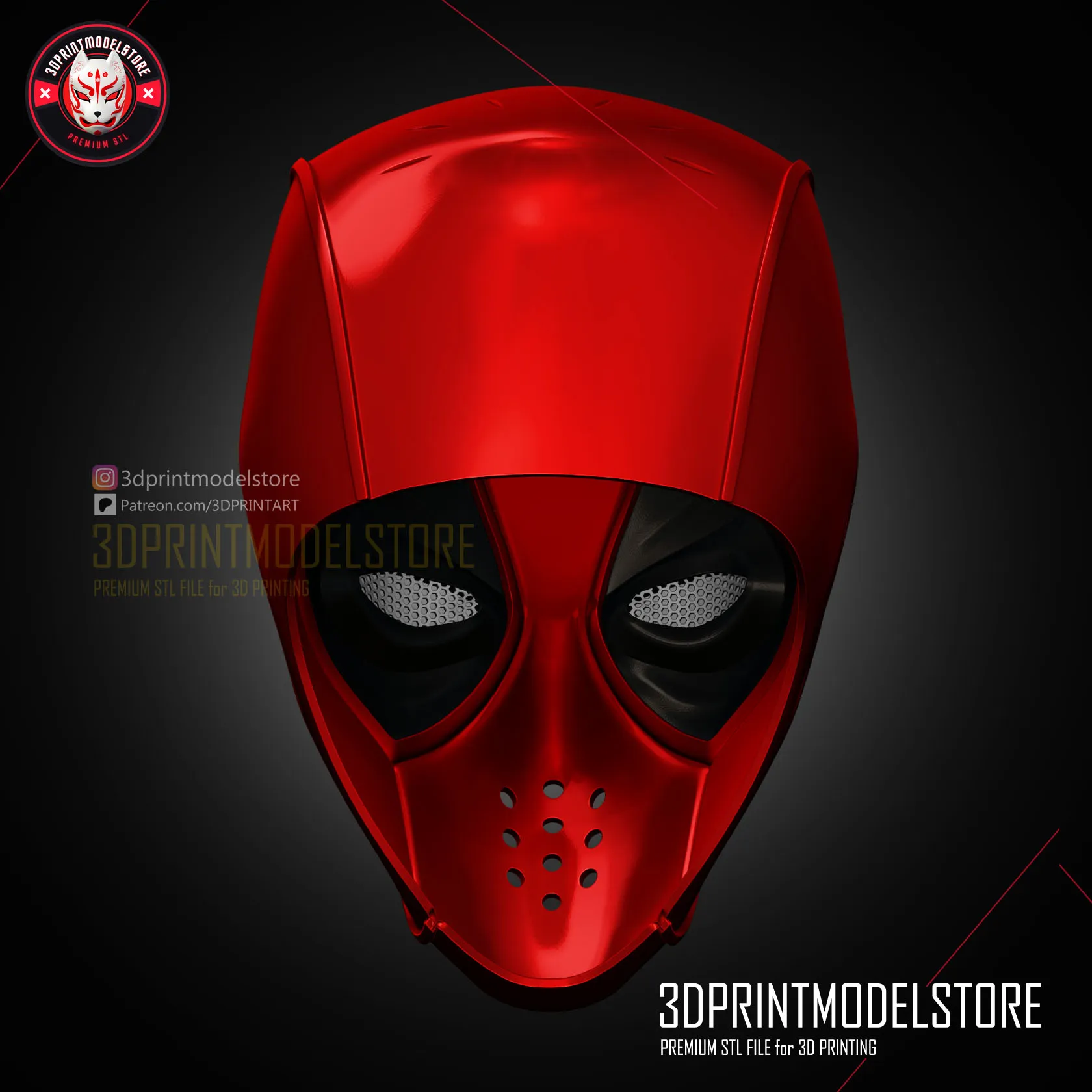 Deadpool Face Shell Mask - Marvel Comic Cosplay -Premium STL