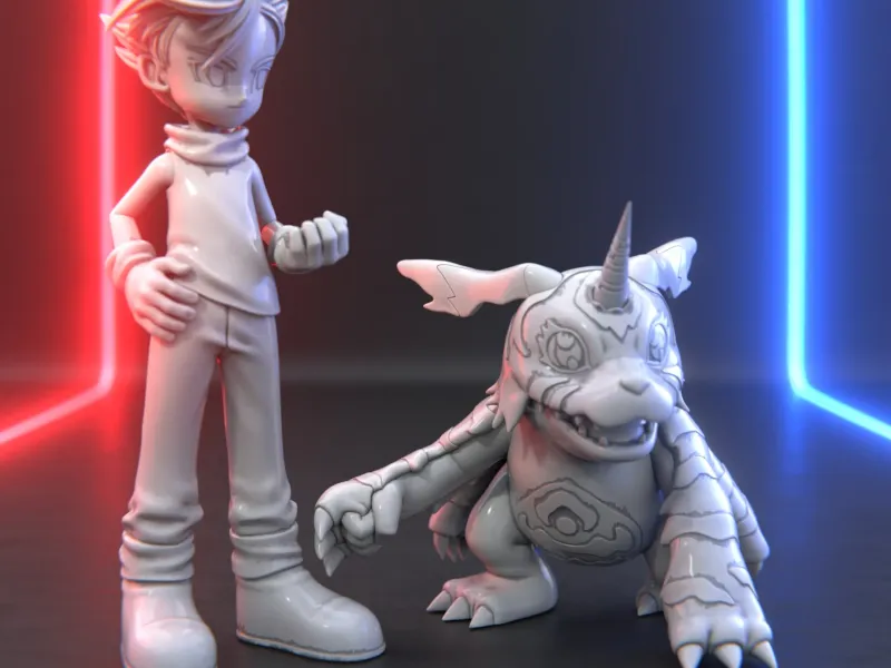 Matt & Gabumon Fan Art - Digimon Inspired 3D Model